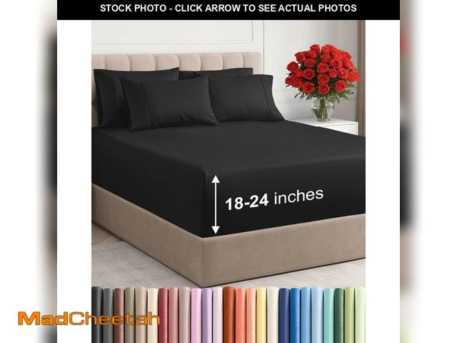 Lot 74-14333780 - Extra Deep King Sheet Set - 6 Piece Breathable and Cooling Sheets - Hotel Luxury Bedding for Women, ...