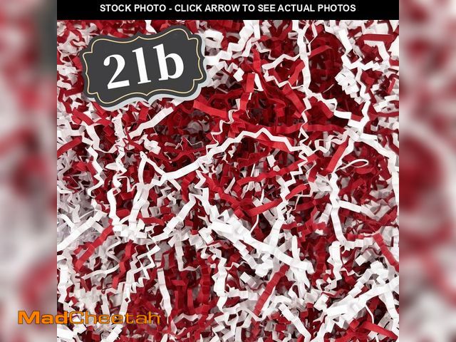 Lot 74-14342044 - ZEBMOON 2 LB Red White Crinkle Cut Paper Shred Filler Great for Gift Wrapping, Basket Filling, Birth...