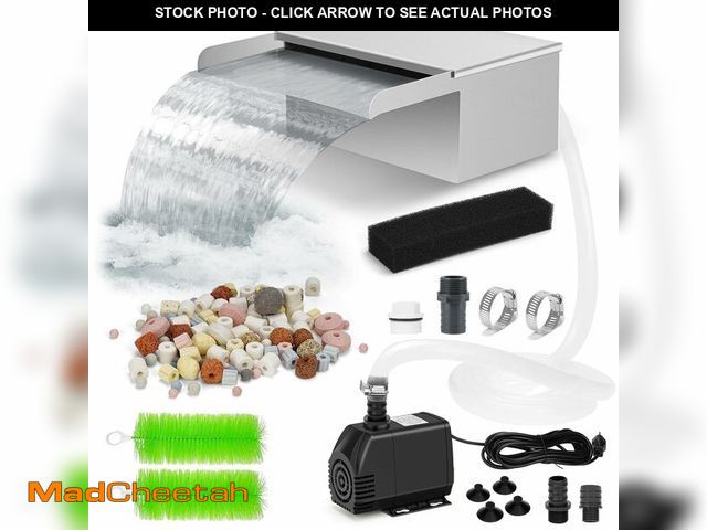 Lot 74-12716079 - Pond Waterfall Spillway with Filter and Pump Kit - 304 Stainless Steel Ponds Waterfall Box,800 GPH P...