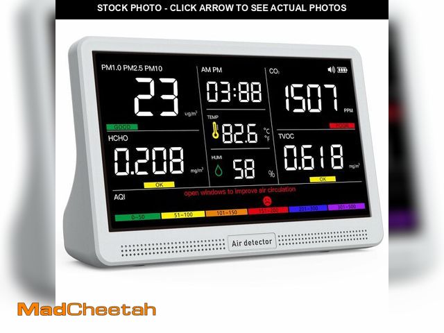 Lot 74-14471882 - 16 in 1 Air Quality Monitor Indoor 7" Wildfire CO2 Monitor, 9 AQI+7 Alerts - UNUSED