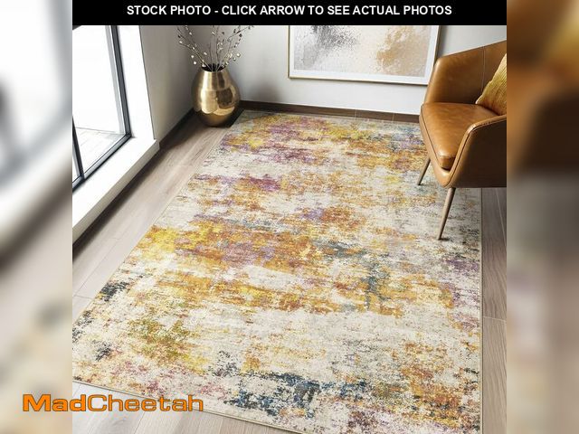 Lot 74-14377302 - 4x6 Area Rug Living Room: Machine Washable Large Abstract Modern Soft Rug Stain Resistant Indoor Flo...