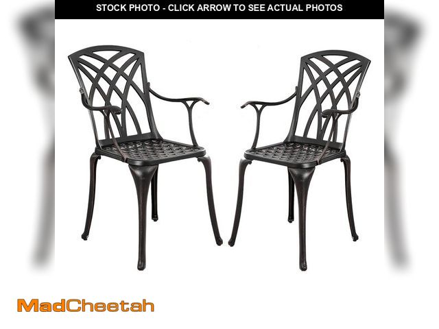 Lot 74-13815021 - Withniture Outdoor Patio Chairs Set of 2,Outdoor Dining Chairs with Arms,Cast Aluminum Patio Chairs,...