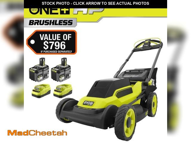 Lot 74-13561125 - RYOBI ONE+ HP 18V Brushless 20 in. Cordless Battery Walk Behind Self-Propelled Lawn Mower w/ (2) 6.0...