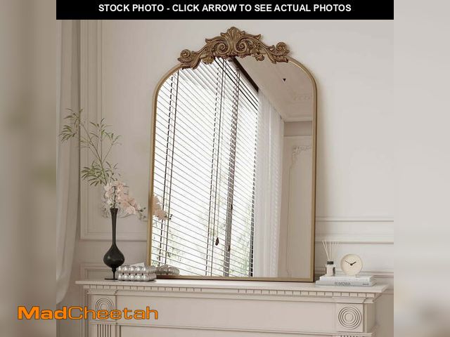 Lot 74-12892244 - BEAUTYPEAK 38"x 24" Wall Decor Mirror Arched Metal Vintage Bathroom Mirror,Bronze - UNUSED