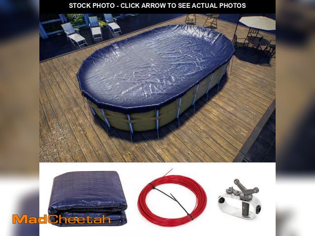 Lot 74-12517688 - COLOURTREE 10 ft. x 16 ft. Premium Oval Navy Blue Above Ground Winter Pool Cover with 4 ft. Overlap ...