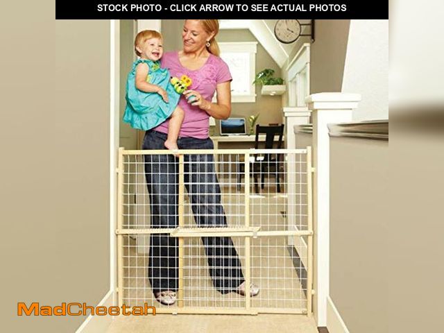 Lot 74-12544422 - Toddleroo by North States - Extra-Wide Wire Mesh Wooden Baby Gate: Pressure Mounted Baby Gate for Do...