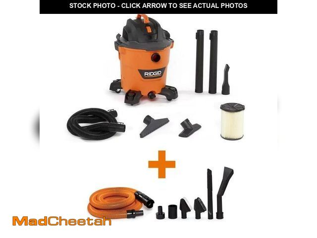 Lot 74-13605563 - RIDGID HD1200A 12 Gallon 5.0 Peak HP NXT Wet/Dry Shop Vacuum with Filter, Locking Hose, Accessories ...