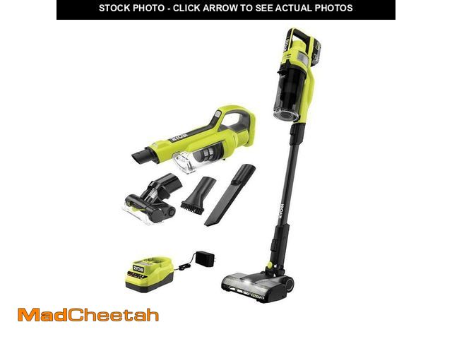 Lot 74-12638975 - RYOBI ONE+ HP 18V Cordless Pet Stick Vacuum Cleaner Kit w/ Battery, Charger, &amp; Cordless Hand Vac...