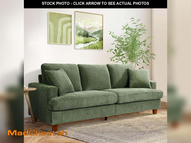 Lot 74-12803162 - 87" Corduroy Sofa,3 Seater Sofa with Extra Deep Seats,Neche Comfy Upholstered Couch for Living Room,...