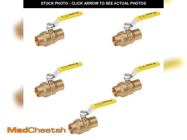 Lot 74-13779056 - 1/2 in. Brass SWT Full Port Ball Valve (5-Pack) - UNUSED