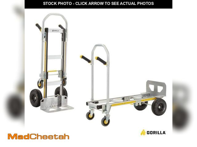 Lot 74-13056402 - Gorilla 1,000 lbs. Capacity Convertible All Aluminum Hand Truck with Multi-Grip Power Handle, Wide L...