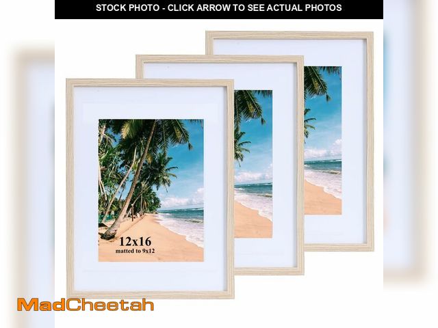Lot 74-12703210 - LYYYXGYP 12x16 Picture Frame Wood Grain Beige Display Photos 9x12 with Mat or 12 x 16 Without Mat Wa...