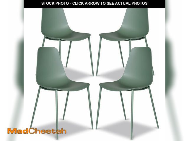 Lot 74-12573239 - POLY &amp; BARK Isla Modern Kitchen Chairs Set of 4 - Plastic Dining Chair with Metal Legs - Quick A...