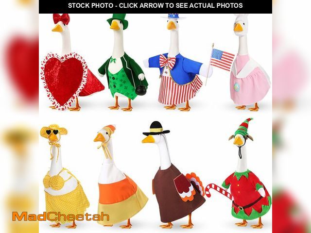 Lot 74-13711659 - 8 Set Holiday Seasonal Baby Goose Outfits for 17" Cement Statue St. Patrick's Day, Easter, 4th of Ju...