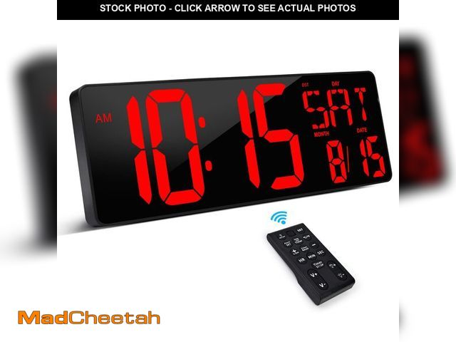 Lot 74-12980006 - XREXS Large Digital Wall Clock with Remote Control, 16.5 Inch LED Large Display Count Up &amp; Down ...