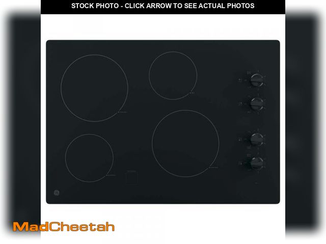 Lot 74-12519462 - GE 30 in. 4 Burner Element Radiant Electric Cooktop in Black including 2 Power Boil Burners - UNUSED