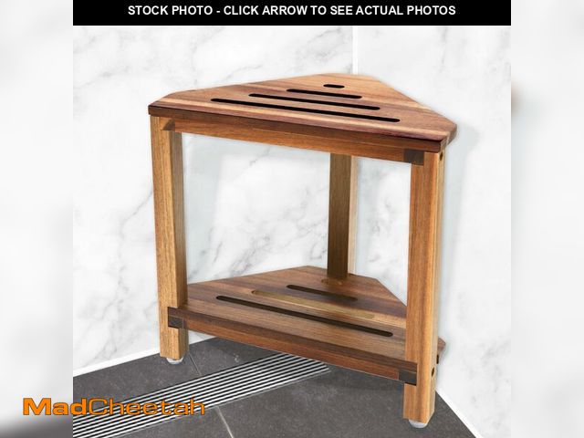 Lot 74-12877657 - IBosins Corner Shower Stool with Storage Shelf Shower Foot Rest for Shaving Legs Small Bench for Ins...