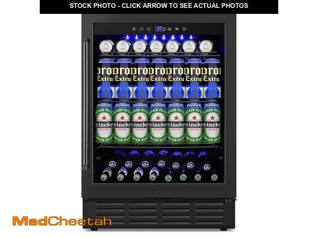 Lot 74-11349810 - SOZT 23.4 in. Single Zone 180-Cans Built-In/Freestanding Beverage Cooler With Childproof Lock and 2 ...