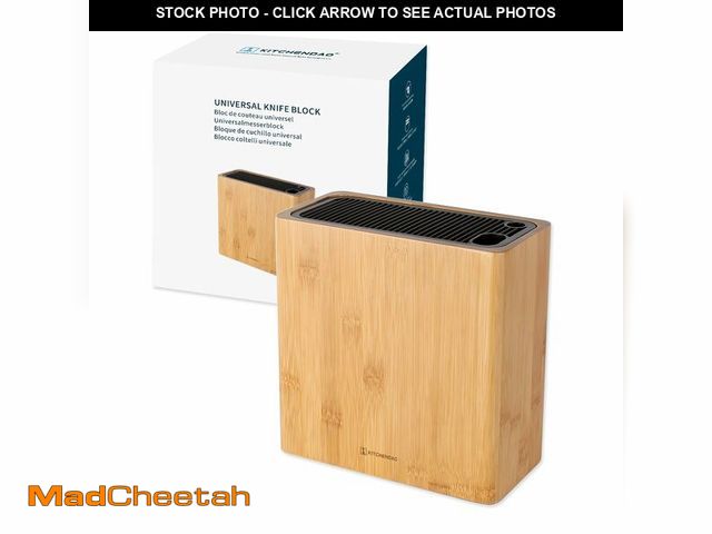 Lot 74-12974128 - KITCHENDAO XL Bamboo Universal Knife Block Holder with Slots for Scissors and Sharpening Rod, Safe, ...
