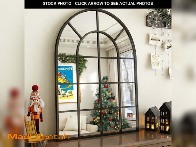 Lot 74-12800783 - BEAUTYPEAK 36" x 24" Arched Windowpane Mirror Decor Wall Mirror, Black - UNUSED