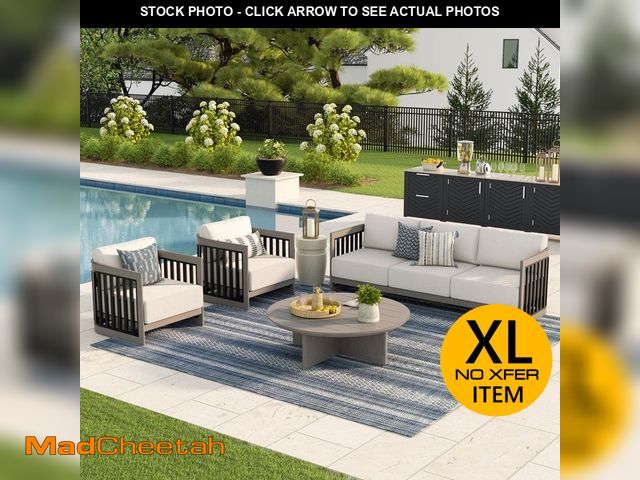 Lot 74-14290987 - (MISSING TABLE) PEAK HOME FURNISHINGS Sereno 3-Piece Gray Aluminum Outdoor Conversation Set with Cus...