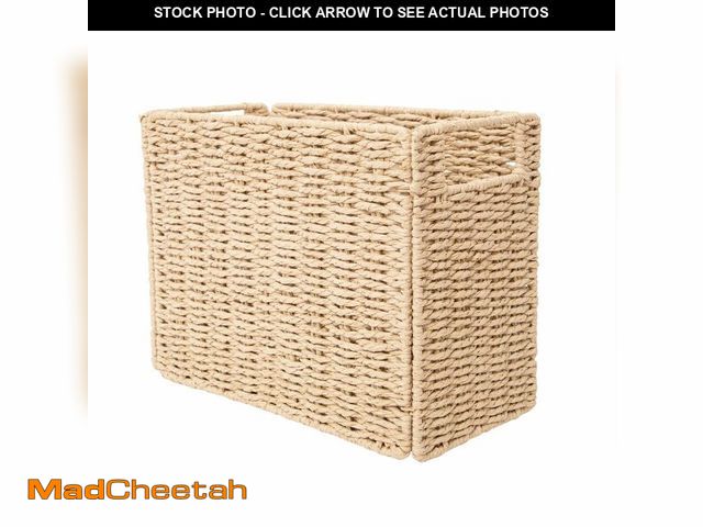 Lot 74-14274395 - YAHUAN Foldable Woven Paper Rope Storage Basket Magazine Basket with Built-in Handles, Magazine Rack...