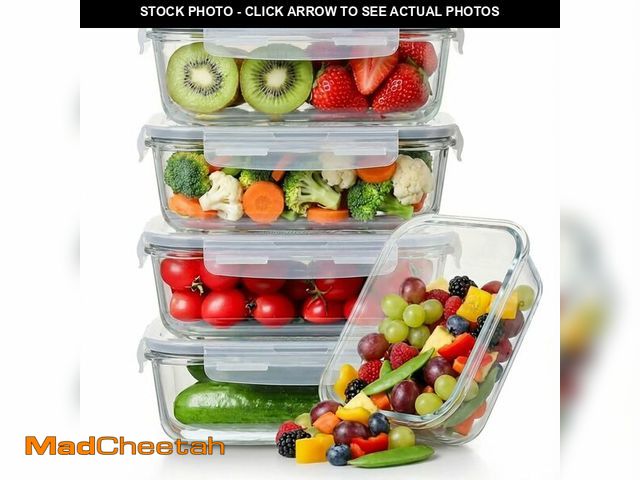 Lot 74-14205551 - 5 Pack 36oz Borosilicate Glass Food Storage Containers Set with Lids, Freezer Meal Prep Containers, ...
