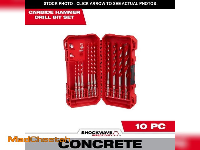 Lot 74-12465281 - Milwaukee SHOCKWAVE Carbide Hammer Drill Bit Set. (10-Piece) - UNUSED