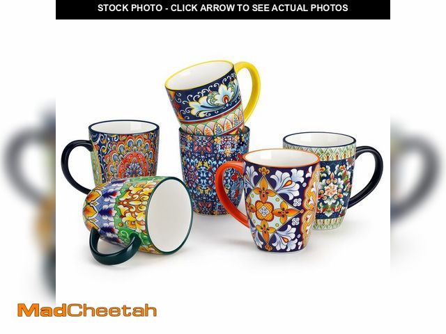 Lot 74-14433316 - vancasso SIMI 12 oz Coffee Mugs Set of 6, Ceramic Mug with Handle, Boho - UNUSED