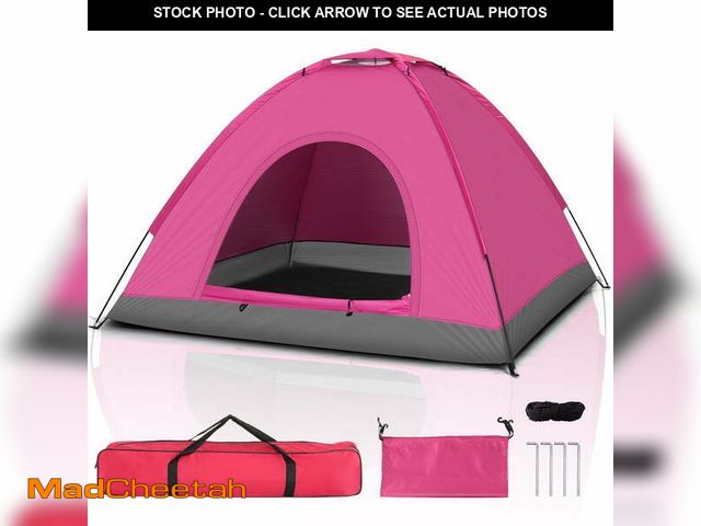 Lot 74-14289072 - Zimtown 4 Person Outdoor Camping Waterproof Folding Tent for Hiking Picnic, Light Pink - UNUSED