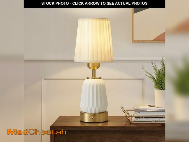 Lot 74-12716146 - Powfloven Gold Modern LED Ceramic CordlessTable Lamps with Dimmer, Small Led Wireless Entryway End R...