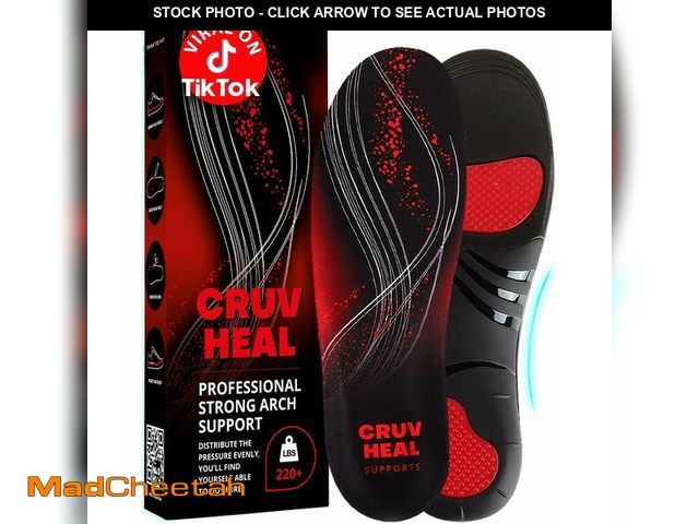 Lot 74-12968324 - 220+ lbs Plantar Fasciitis High Arch Support Insoles Men Women - Orthotic Shoe Inserts - Boot Work S...