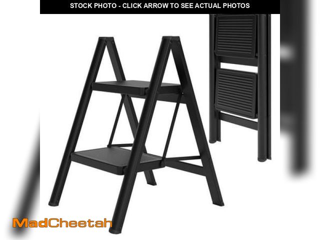 Lot 74-12158073 - Capri 2 Step Ladder for Adults  Folding Step Stool with Anti-Slip Foot Pads and Widened Pedals  Port...