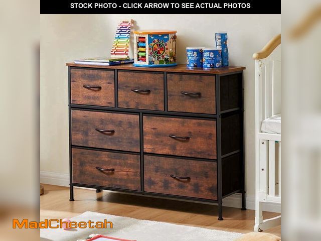 Lot 74-14438105 - edx 7 Drawer Fabric Dresser for Bedroom, Chest of Drawer Organizer Storage Cabinet for Closet, Entry...