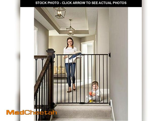 Lot 74-12664594 - Regalo 2-in-1 Extra Tall Easy Swing Stairway and Hallway Walk Through Baby Gate, Black 1 Count (Pack...