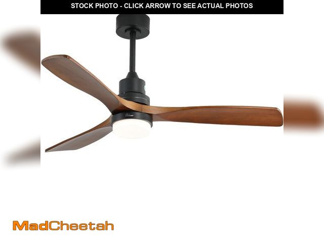 Lot 74-12683382 - Sofucor Low Profile Ceiling Fan With Lights Remote Control 52 Inch Flush Mount Ceiling Fan Modern Wo...