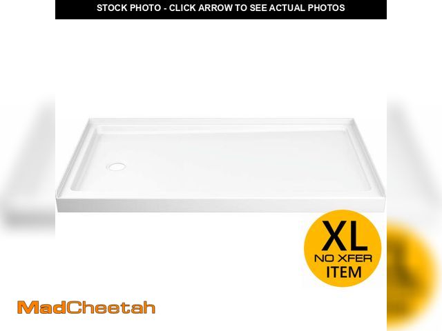 Lot 74-12693563 - Delta Faucet ProCrylic 60 x 32 Left-Drain Shower Base, High-Gloss White B78615-6032L-WH - UNUSED