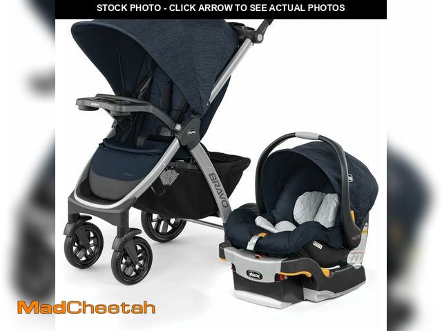 Lot 74-13562270 - Chicco Bravo 3-in-1 Trio Travel System, Bravo Quick-Fold Stroller with KeyFit 30 Infant Car Seat and...