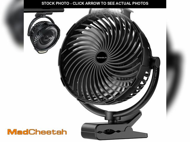 Lot 74-14053513 - Tenvolti 10000mAh Clip on Fan, 8-Inch Golf Cart Fan Rechargeable with LED Light, 9 Speeds Strong Air...