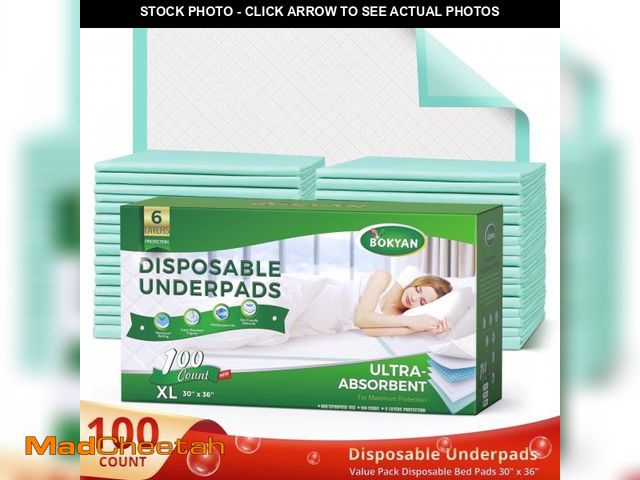 Lot 74-12486743 - BOKYAN Bed Pads for Incontinence Disposable, 30 x 36 Waterproof Underpads, Maximum Absorbent Unisex ...