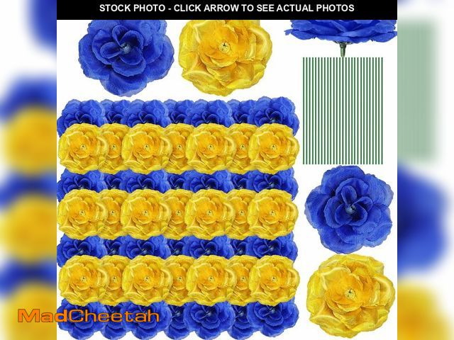 Lot 74-14215646 - Yunlly 100 Pcs Artificial Flowers Fake Silk Roses Long Stem Rose Bouquet Wedding Party Home Decor fo...