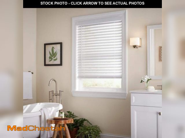 Lot 74-12147855 - Home Decorators Collection White Cordless Faux Wood Blinds for Windows with 2 in. Slats - 48.5 in. W...