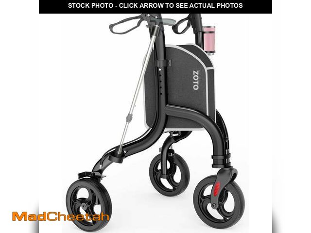 Lot 74-14588003 - ZOTO Foldable 3 Wheel Walker for Seniors, Lightweight Rollator with Adjustable Height, Cup and Cane ...