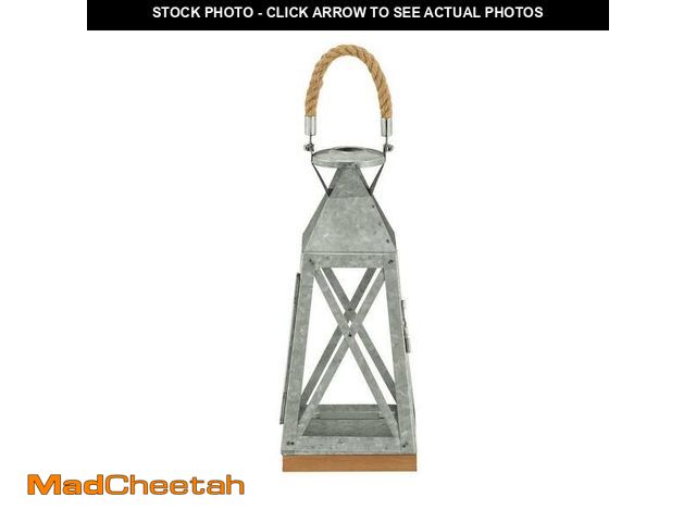 Lot 74-12516857 - Hampton Bay 14 in. H Galvanized Metal and Glass Lantern - USED