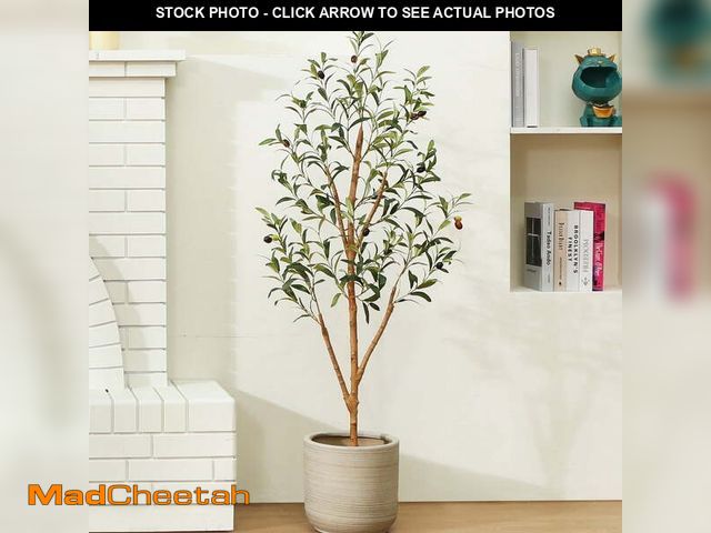 Lot 74-14324772 - DR.Planzen 4 ft Artificial Olive Plants with Realistic Leaves and Natural Trunk, Silk Fake Olive Tre...