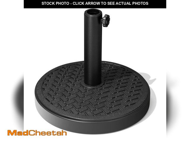 Lot 74-14344302 - Pellebant 45 lbs. Heavy-Duty Round Concrete Outdoor Patio Market Umbrella Stand in Black with 2-Adap...