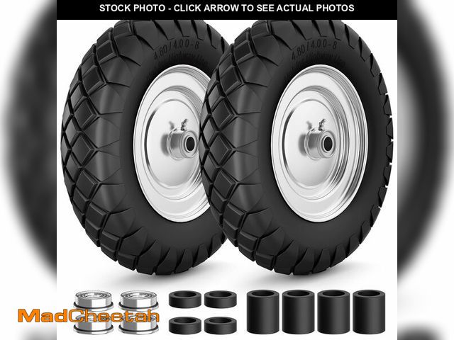 Lot 74-14315301 - RONPOW 4.80/4.00-8 Flat Free Wheelbarrow Tire and Wheel, 16" Solid Puncture Proof Replacement Tires ...