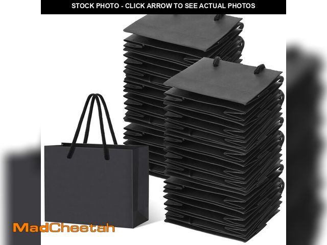 Lot 74-12712940 - Honoson 100 Pcs Thicken Black Mini Gift Bags with Handles, 3.9 x 4.7 x 2.4 Inch Small Paper Goodie S...