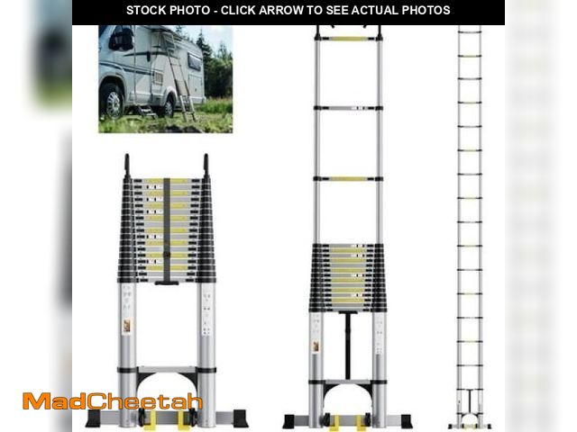 Lot 74-12239351 - EvaStar Home 26.2FT Telescoping Ladder  Aluminum Lightweight Extension Ladder W/Triangle Stabilizer ...