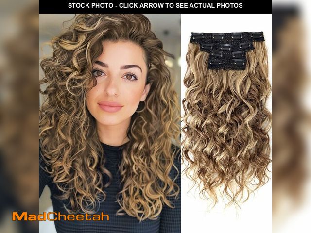 Lot 74-12601510 - Clip in Hair Extensions,LEOSA 4PCS 16 inch Curly Hair Extensions Short Soft Natural Hairpiece Lace W...